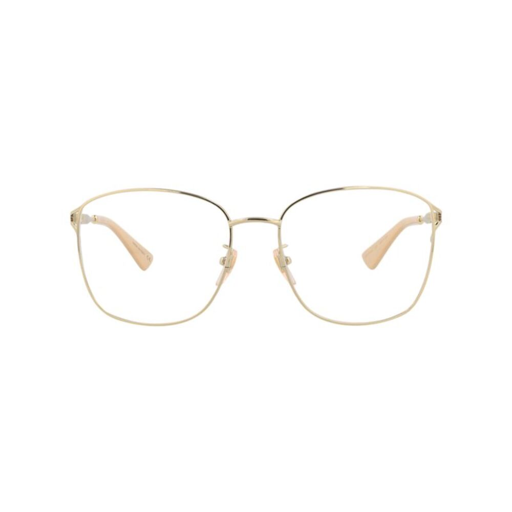 Gucci Square-Frame Metal Optical Frames Gold Womens